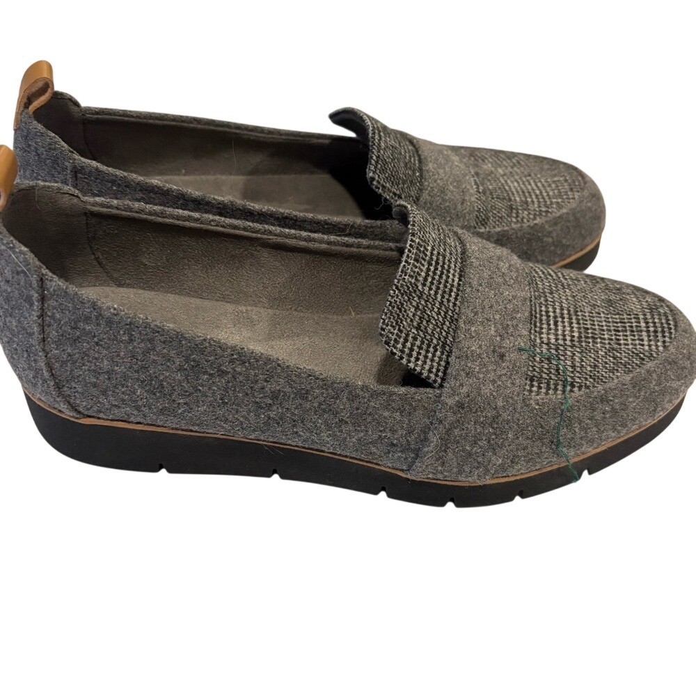 Dr. Scholl's‎ Advanced Comfort Grey Felt Plaid Slip On Loafers Walking Shoes 9